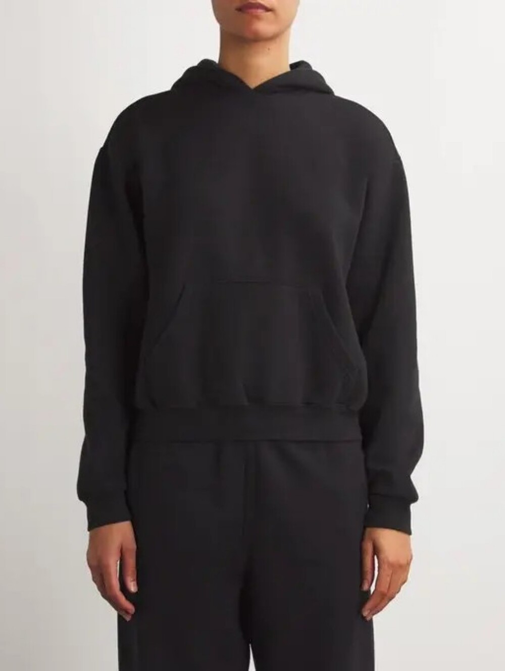 Skims Classic Fleece Hoodie Black Women's Small Sweatshirt Kangaroo Pocket